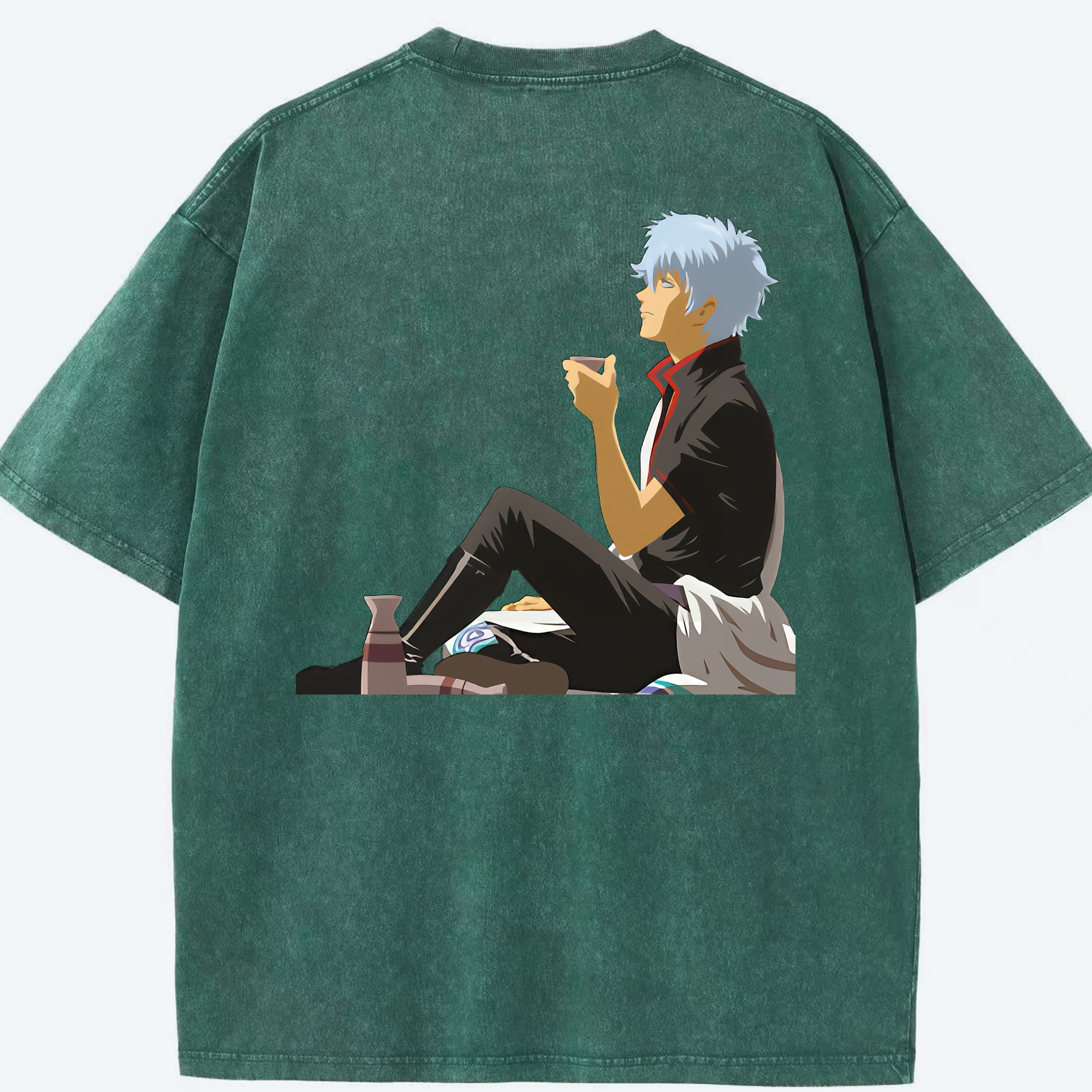 （画像用） ぎんたま 坂田銀時（さかたぎんとき） 神楽 志村新八（しむら しんぱち） GINTAMA Sakata Gintoki Kagura Shimura Shinpachi 綿100% ヴィンテージ風 半袖Tシャツ（背面プリント）